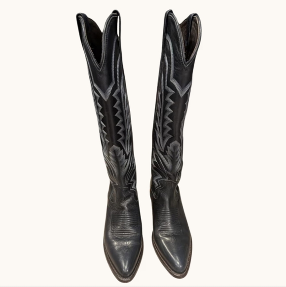 Like New Tecovas Abby Navy Bovine Cowboy Boots - Picture 2 of 6